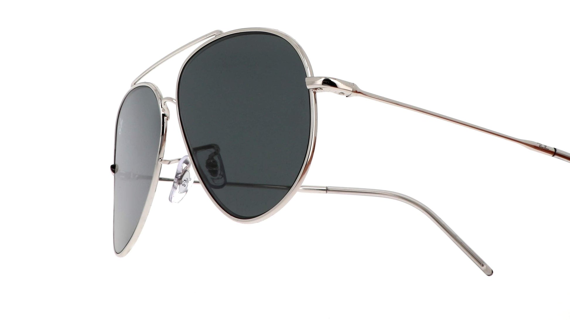 Ray-Ban Aviator Reverse RBR0101S 003/GA pilot sunglasses for unisex in full rim metal, with polished silver frame, and light blue lenses. 62mm in lens size, 11mm in bridge size, and 145mm in temple length.