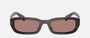 Prada PR B06S 17N60B rectangular sunglasses for women in full rim acetate, with root tortoise frame, and light brown lenses. 53mm in lens size, 19mm in bridge size, and 145mm in temple length.